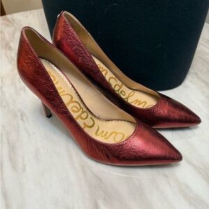 Sam Edelman red crinkle high heel stiletto pointy toes size 9 woman’s shoes